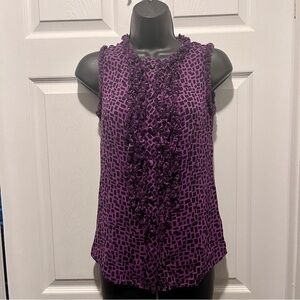 Y2K Tory Burch Silk Top Blouse Purple Size 4 Small Women Sleeveless